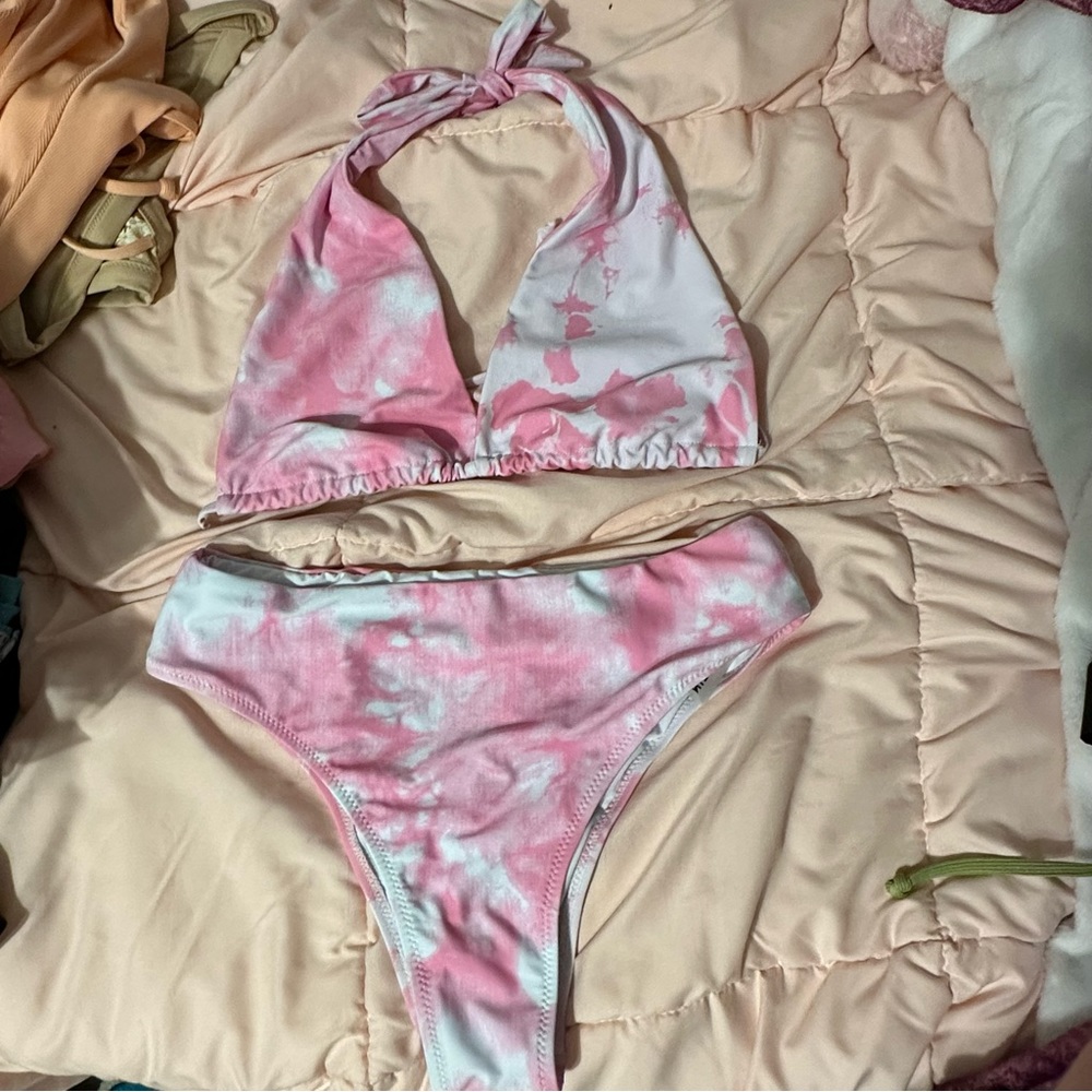 pink tie dye bikini — medium